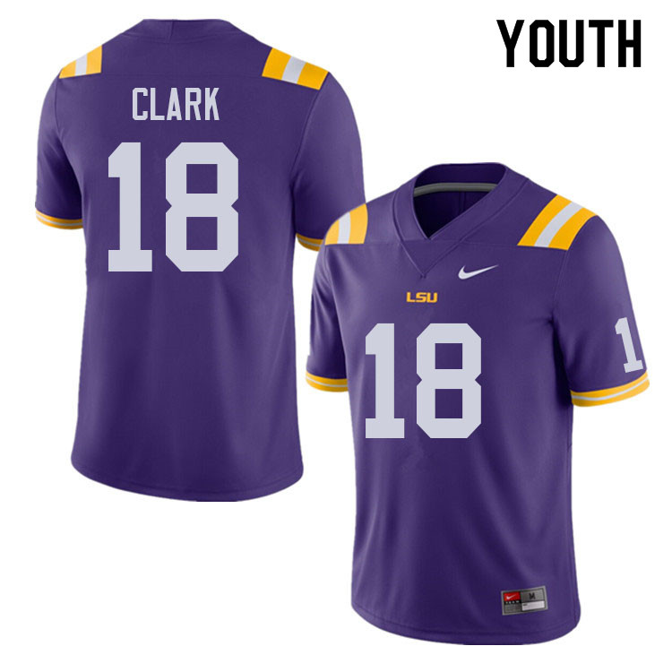 Youth #18 Damone Clark LSU Tigers College Football Jerseys Sale-Purple